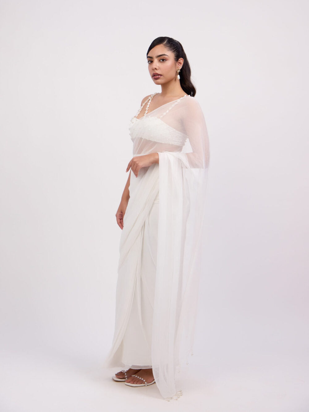 Lara Embroidered Chiffon Draped Sari
