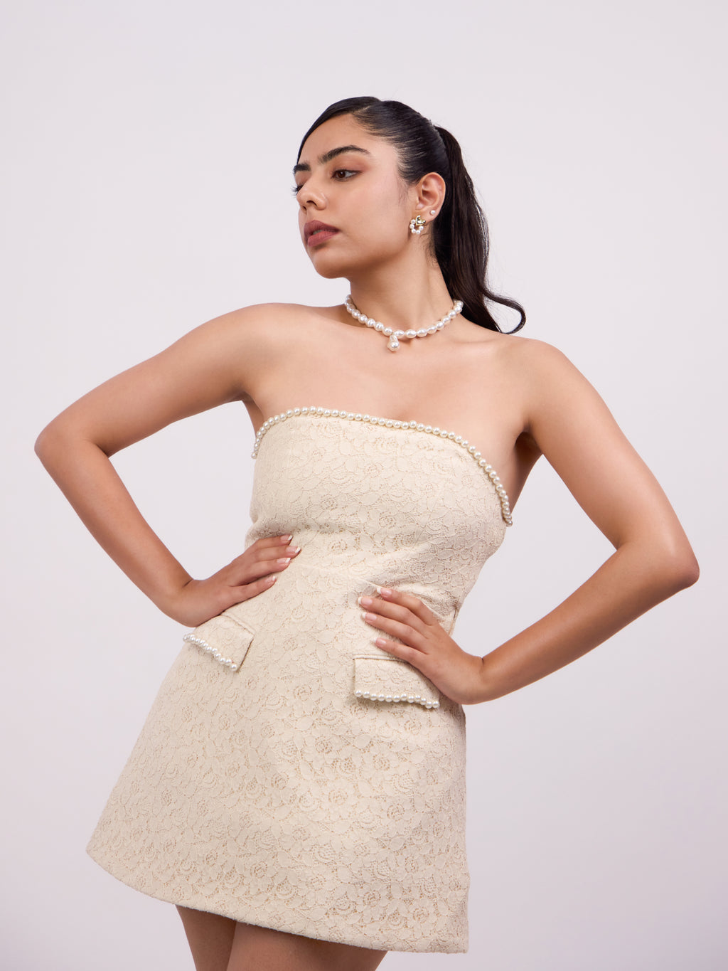 Alisa Bandeau Floral Net Dress