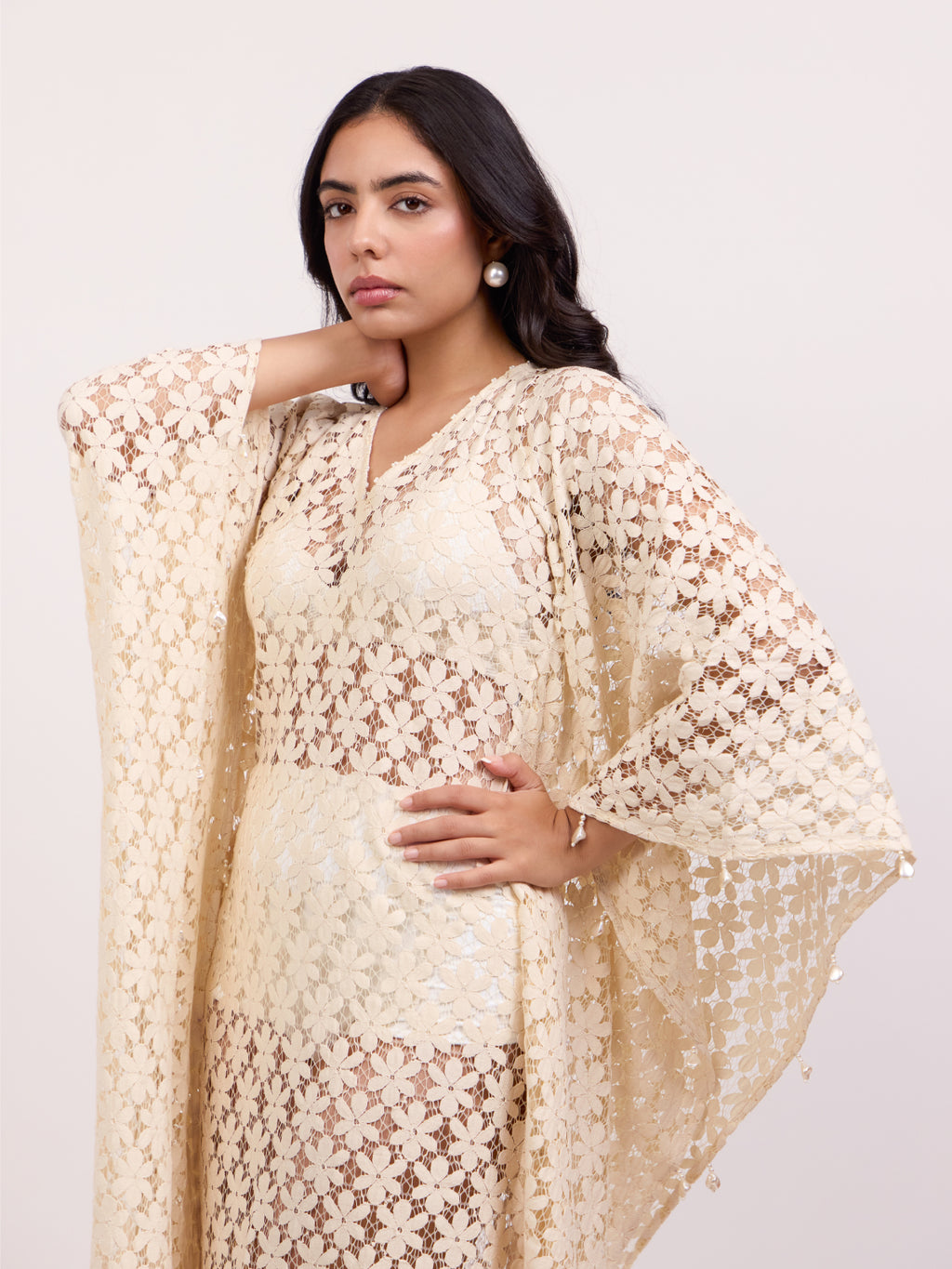 Daisy Floral Crochet Kaftan Dress