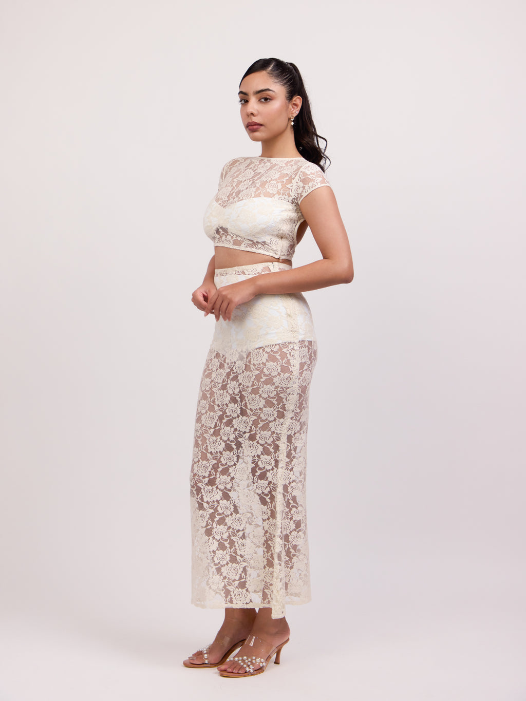 Laila Floral Lace Flared Skirt