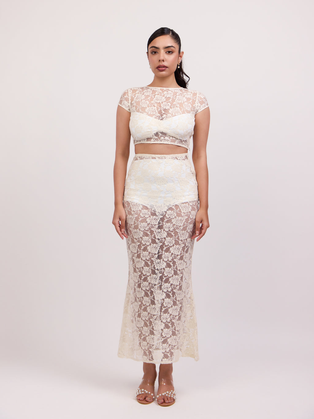 Laila Floral Lace Flared Skirt