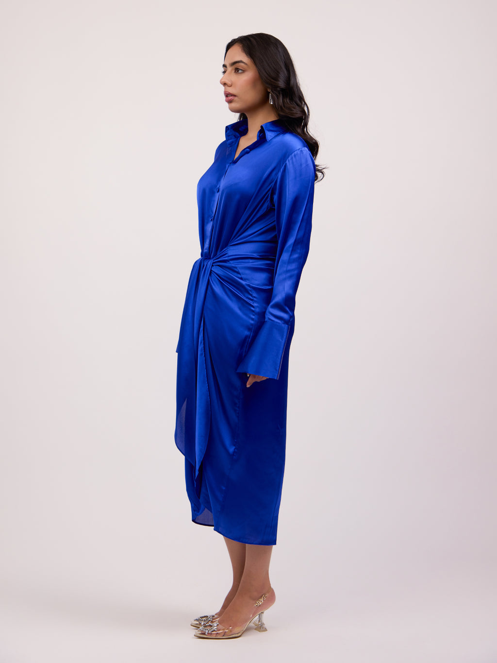 Rachel Wraped Satin Shirt Dress