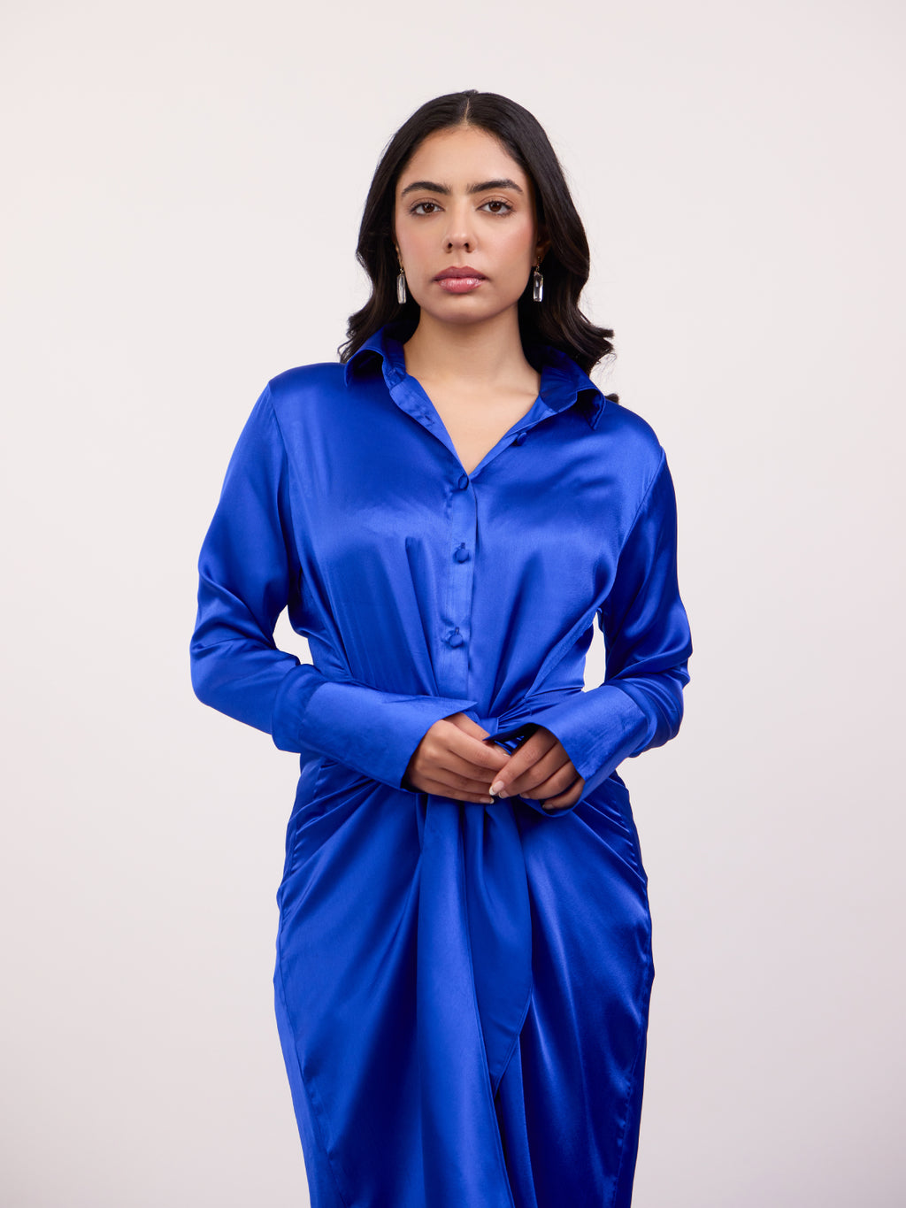 Rachel Wraped Satin Shirt Dress