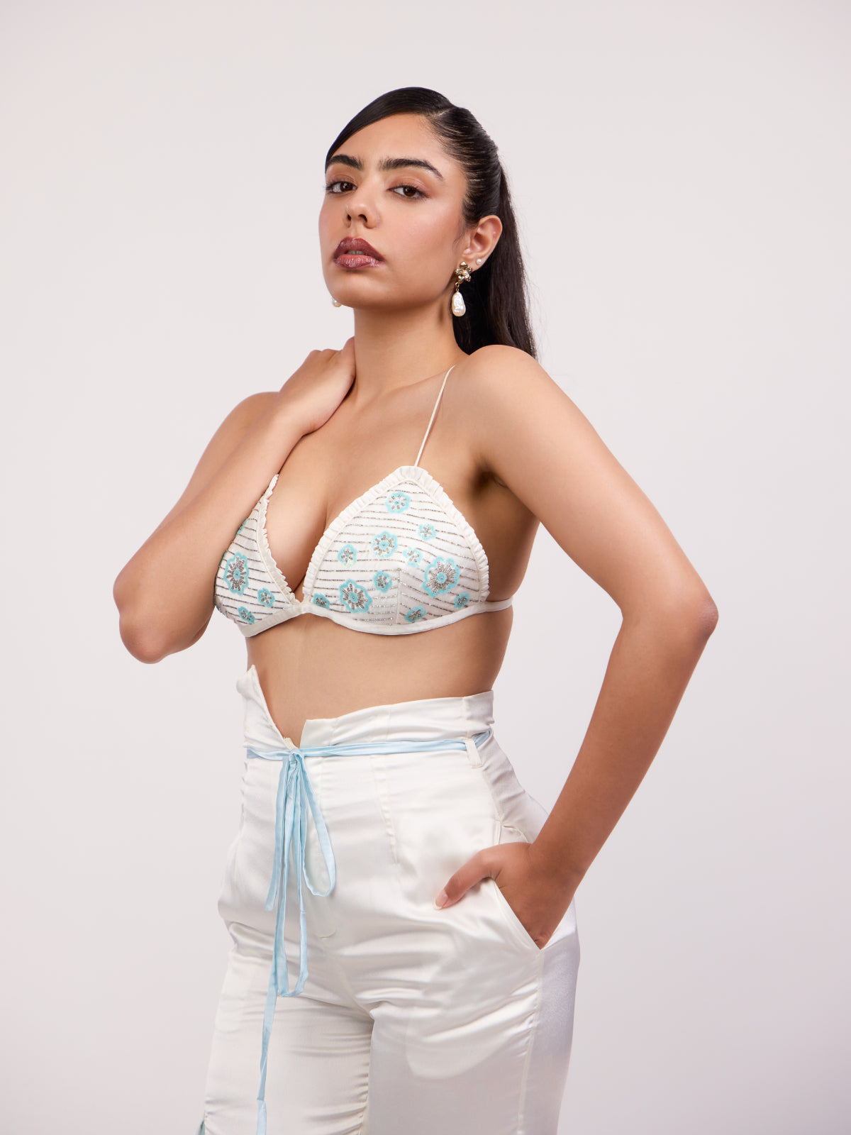 Tina Embroidered Satin Co-ord Set