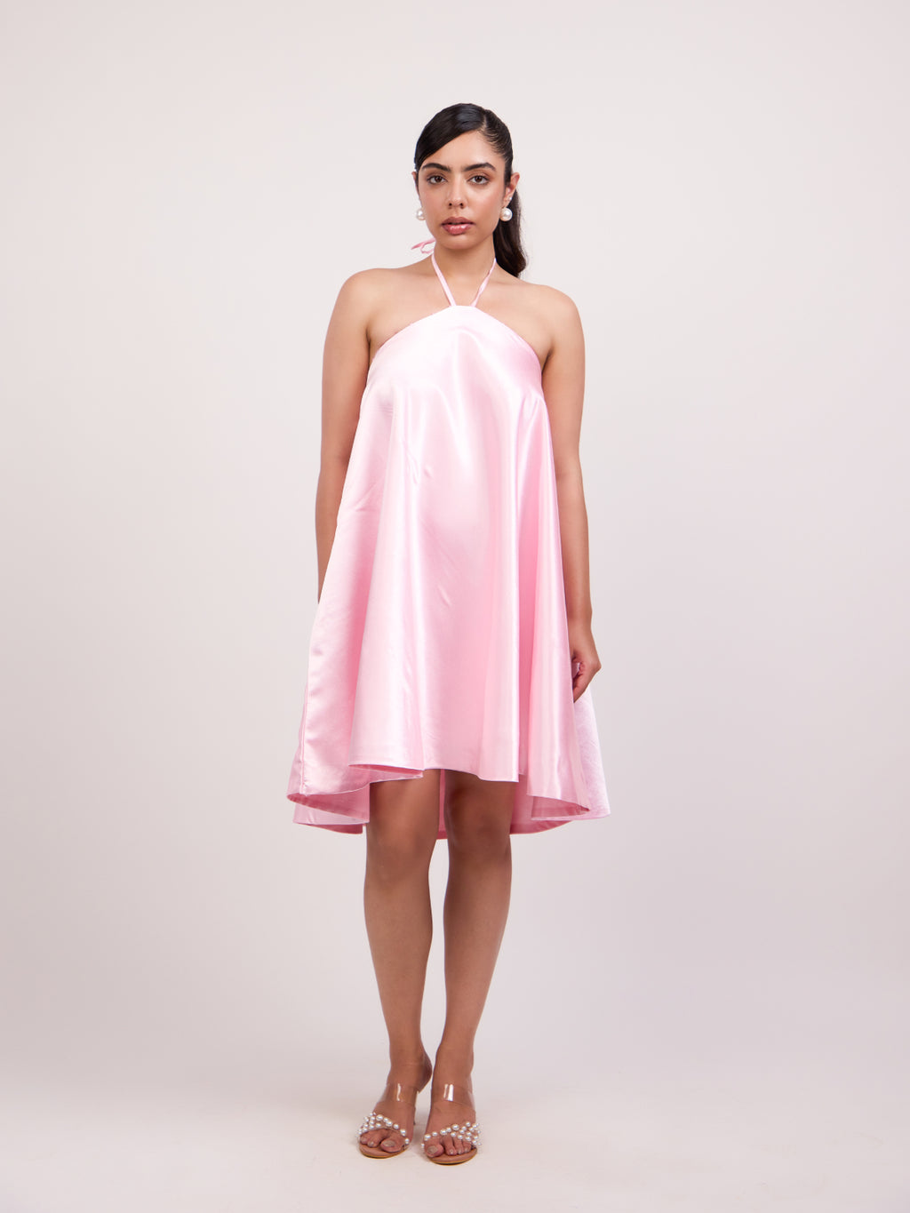 Veronica Halter Neck Satin Dress