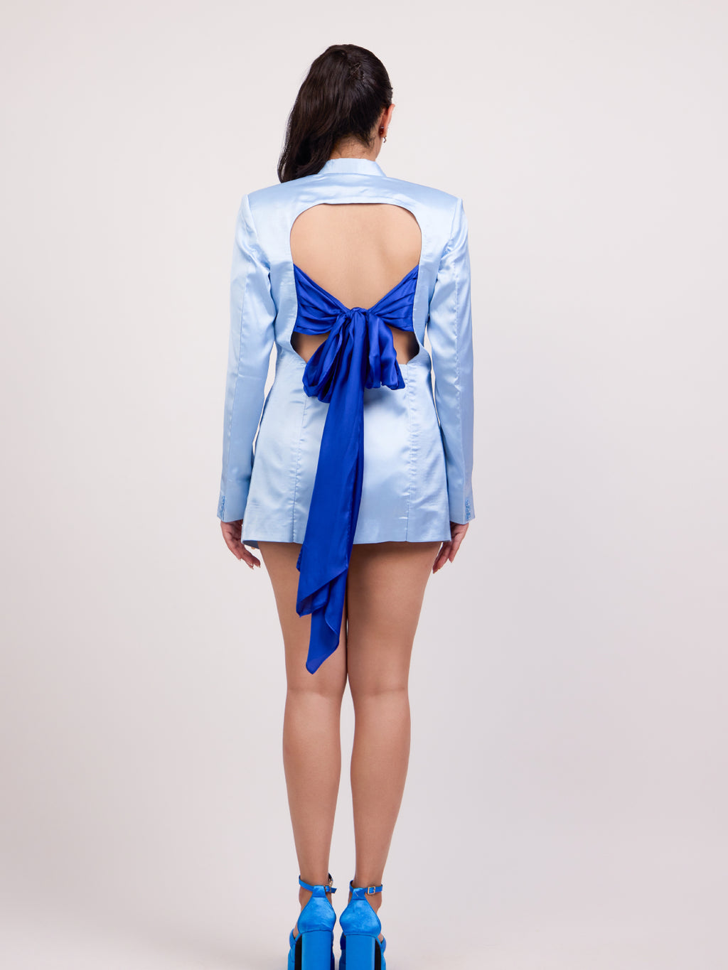Victoria Double-Breasted Satin Blazer Dress