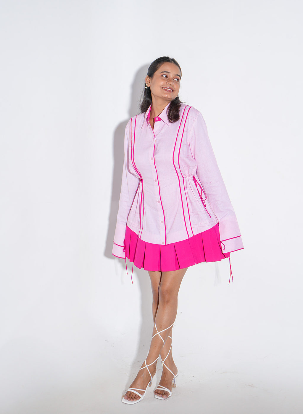 Pink Pop Panel Shirt Dress