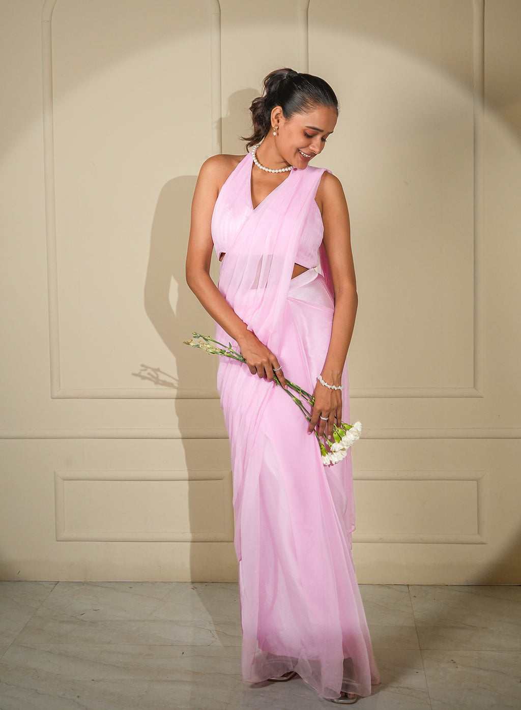 Powder Petal Pre-Draped Sari