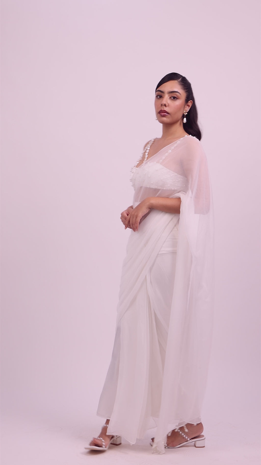 Lara Embroidered Chiffon Draped Sari