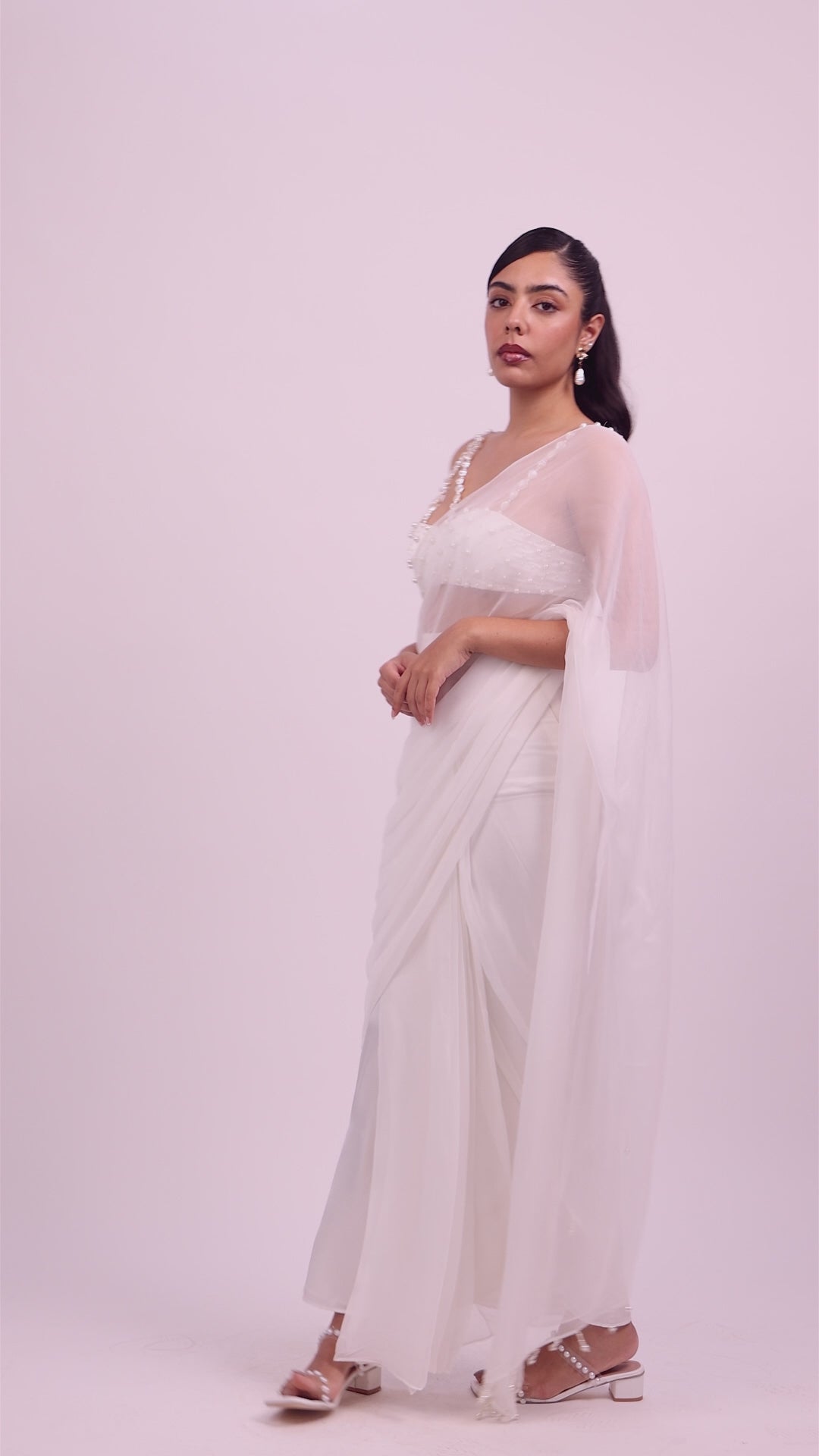 Lara Embroidered Chiffon Draped Sari