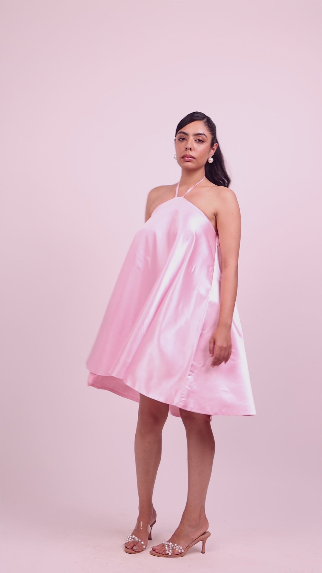 Veronica Halter Neck Satin Dress