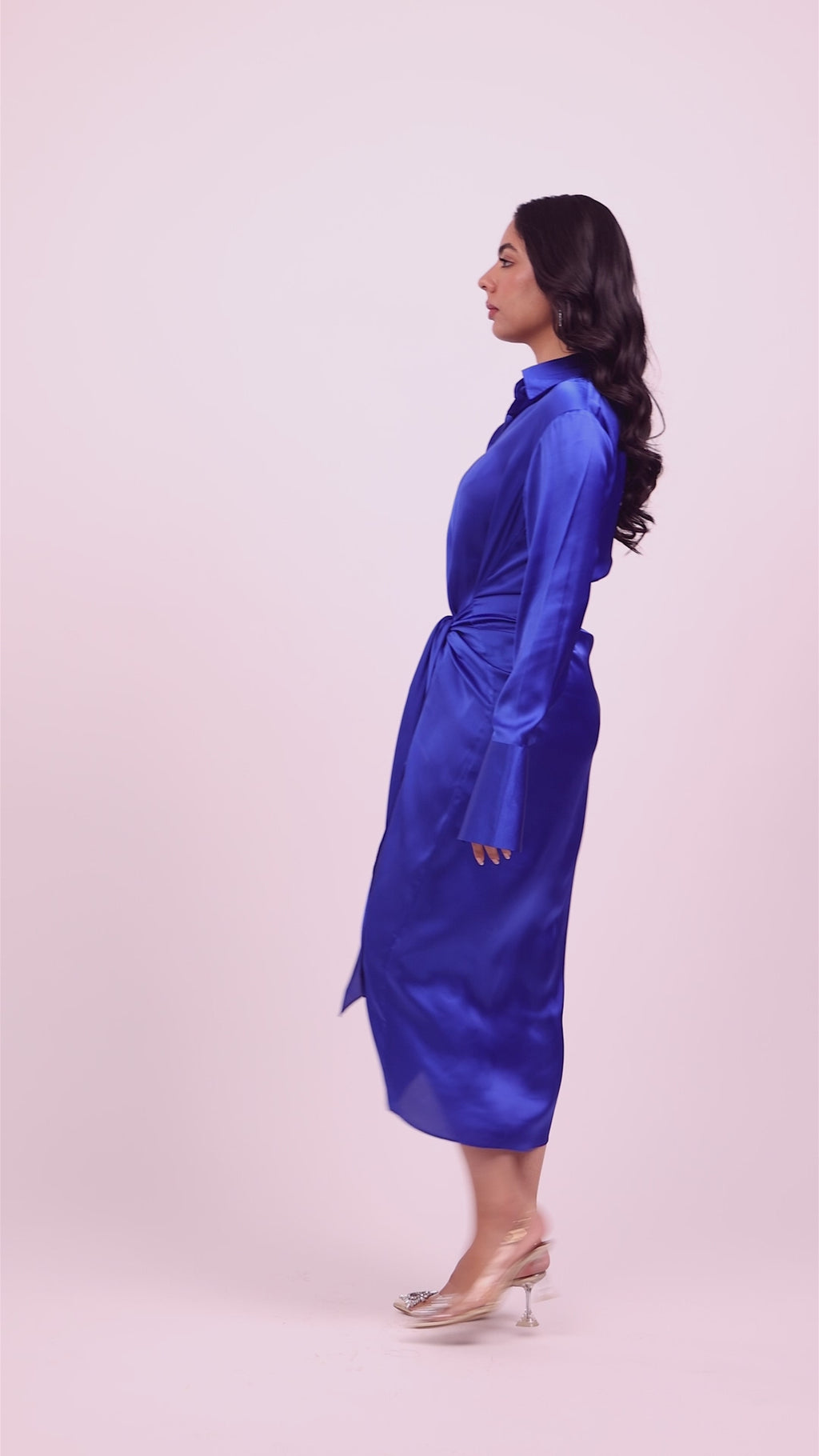 Rachel Wraped Satin Shirt Dress