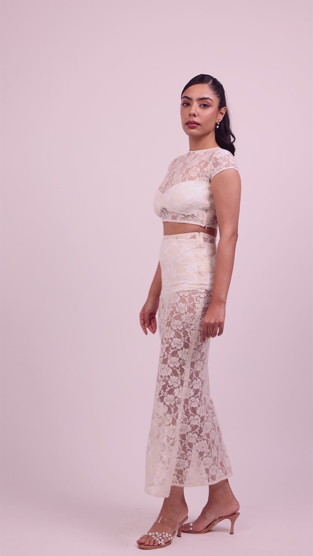 Laila Floral Lace Flared Skirt